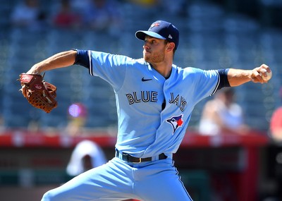 ANAHEIM, CA - APRIL 08: Toronto Blue Jays pitcher Jose Berrios (17