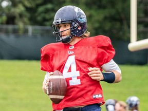 Argonauts quarterback McLeod Bethel-Thompson at July 2021 training camp in Guelph.