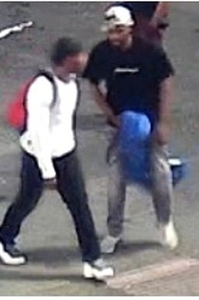 An image released by Toronto Police of suspects in an aggravated assault on August 23, 2021, at 12:05 a.m. at Yonge-Dundas Square.