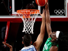 Precious Achiuwa (right) joins the Raptors for summer league action in Las Vegas. Reuters