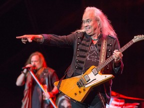 Lynyrd Skynyrd including lead singer Johnny Van Zant, left, and guitarist Rickey Medlocke, right, perform on the Bell Stage at the RBC Ottawa Bluesfest on July 14, 2015 in Ottawa.