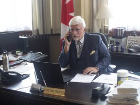 Ontario PC MPP Rick Nicholls is pictured in his office at the Queens Park Legislature after holding a news conference to announce he would not get vaccinated against COVID-19 on Thursday, Aug. 19, 2021.