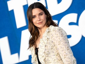 Actress Sophia Bush attends Apple's "Ted Lasso" season two premiere event red carpet at the Pacific Design Center, in West Hollywood, California, July 15, 2021.