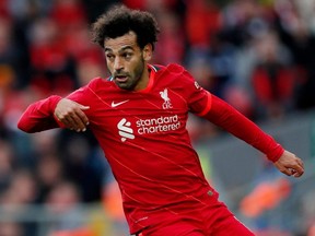 Liverpool's Mohamed Salah takes part in a pre-season game on Aug. 8, 2021.