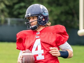 Toronto Argonauts quarterback McLeod Bethel-Thompson at July 2021 training camp in Guelph.