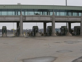 A deserted Rainbow Bridge border crossing between Canada and the United States in Niagara Falls, Ont. on Thursday March 19, 2020.