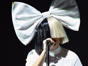 Singer Sia performs on stage during an Apple event at Bill Graham Civic Auditorium in San Francisco, California on September 07, 2016.