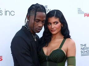 Travis Scott and Kylie Jenner attend the annual Parsons 2021 Benefit held at The Rooftop at Pier 17 in the Seaport District in New Yorki, June 15, 2021.