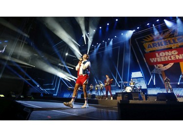 The Arkells, with frontman Max Kerman, played the Budweiser Stage as live music returned to Toronto with a full house of 10,500 in attendance and in support of their new album Blink Once .  Toronto, Ont. on Friday August 13, 2021. Jack Boland/Toronto Sun/Postmedia Network