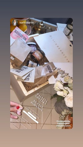 Paulina Gretzky and Dustin Johnson’s save the date notice for her wedding party.
