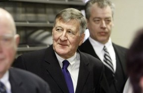Disgraced hockey czar Alan Eagleson had LOTS of friends in the Canadian sports media. Here, Eagleson attends the 2008 funeral for former Toronto Sun sports editor George Gross.