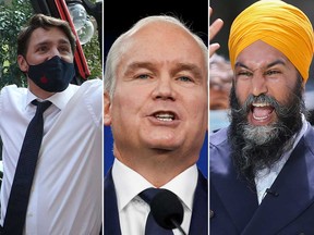 Justin Trudeau, Erin O'Toole and Jagmeet Singh will hit the road on the first day of the federal election campaign.