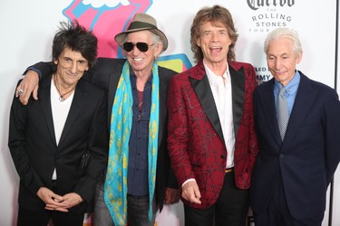 The Rolling Stones, from left, Ronnie Wood, Keith Richards, Mick Jagger, Charlie Watts in New York Nov. 16, 2016.