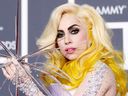 Lady Gaga poses on the red carpet at the 52nd annual Grammy Awards in Los Angeles January 31, 2010.      