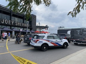 Toronto Police investigate after gunfire erupted inside Sherway Gardens prompting the Etobicoke mall to be locked down on Friday, Aug. 13, 2021.