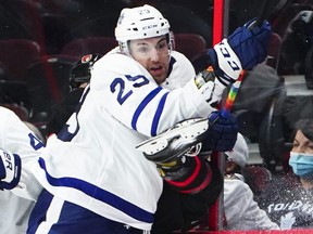 Toronto Maple Leafs' Kurtis Gabriel (right) applauded Canada's recognition of Truth and Reconciliation Day.