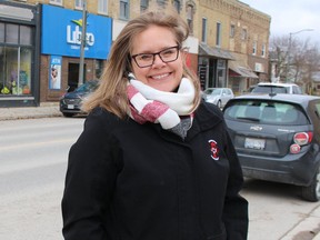 Township of Warwick Mayor Jackie Rombouts stands in Watford’s downtown.