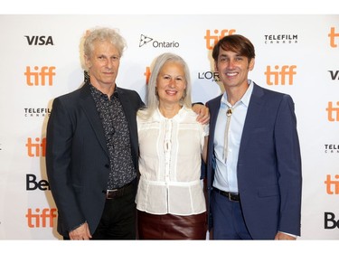TORONTO, ONTARIO - SEPTEMBER 11: (L-R) David Siegel, Jennifer Roth, and Scott McGehee attend the "Montana Story" Photo Call during the 2021 Toronto International Film Festival at TIFF Bell Lightbox on September 11, 2021 in Toronto, Ontario.