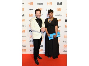 Barry Avrich and Marci Ien attend the "Oscar Peterson: Black And White" Photo Call during the 2021 Toronto International Film Festival at TIFF Bell Lightbox on September 12, 2021 in Toronto, Ontario.