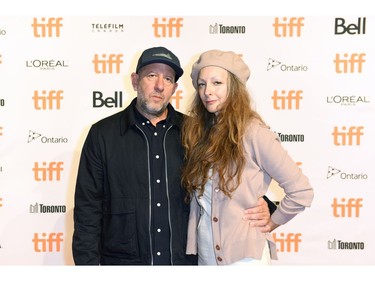 TORONTO, ONTARIO - SEPTEMBER 13: (L-R) Steve Pink and Pam Knoll attend "The Wheel" Photo Call during the 2021 Toronto International Film Festival at TIFF Bell Lightbox on September 13, 2021 in Toronto, Ontario.