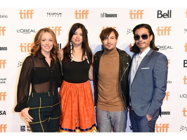 TORONTO, ONTARIO - SEPTEMBER 13: (L-R) Bethany Anne Lind, Amber Midthunder, Taylor Gray, and Nelson Lee attend "The Wheel" Photo Call during the 2021 Toronto International Film Festival at TIFF Bell Lightbox on September 13, 2021 in Toronto, Ontario.