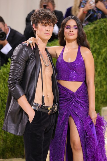 Shawn Mendes and Camila Cabello attend The 2021 Met Gala Celebrating In America: A Lexicon Of Fashion at Metropolitan Museum of Art on September 13, 2021 in New York City. (Photo by Theo Wargo/Getty Images)