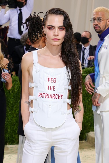 Cara Delevingne attends The 2021 Met Gala Celebrating In America: A Lexicon Of Fashion at Metropolitan Museum of Art on September 13, 2021 in New York City. (Photo by Theo Wargo/Getty Images)