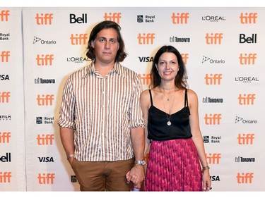 TORONTO, ONTARIO - SEPTEMBER 13: (L-R) Ivan Grbovic and Sara Mishara attend the "Drunken Birds" Photo Call during the 2021 Toronto International Film Festival at TIFF Bell Lightbox on September 13, 2021 in Toronto, Ontario.