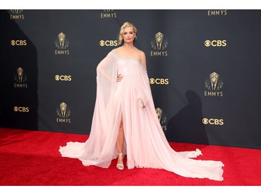 Beth Behrs arrives at the 73rd Primetime Emmy Awards in Los Angeles, Sept. 19, 2021.