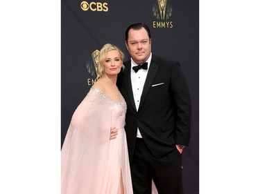 Beth Behrs and Michael Gladis attend the 73rd Primetime Emmy Awards in Los Angeles, Sept. 19, 2021.