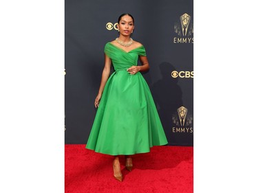 Yara Shahidi arrives at the 73rd Primetime Emmy Awards in Los Angeles, Sept. 19, 2021.