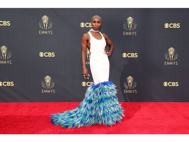 Cynthia Erivo arrives at the 73rd Primetime Emmy Awards in Los Angeles, Sept. 19, 2021.