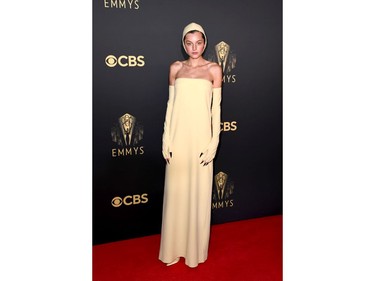 Emma Corrin arrives at the Netflix U.K. Primetime Emmy red carpet for "The Crown" in London, Britain, Sept. 19, 2021.