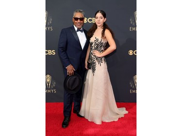 Giancarlo Esposito, left, attends the 73rd Primetime Emmy Awards in Los Angeles, Sept. 19, 2021.
