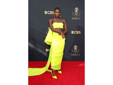 Michaela Coel arrives at the 73rd Primetime Emmy Awards in Los Angeles, Sept. 19, 2021.