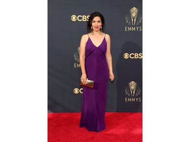 America Ferrera arrives at the 73rd Primetime Emmy Awards in Los Angeles, Sept. 19, 2021.