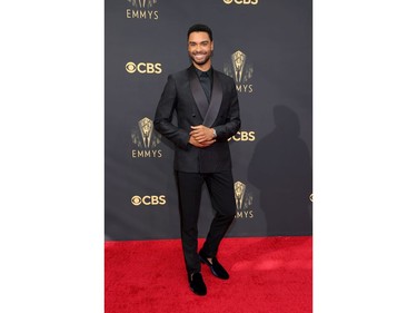 Rege-Jean Page arrives at the 73rd Primetime Emmy Awards in Los Angeles, Sept. 19, 2021.