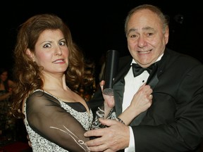 Actress Nia Vardalos and actor Michael Constantine pose during the 9th Annual Screen Actors Guild Awards at the Shrine Auditorium on March 9, 2003 in Los Angeles.