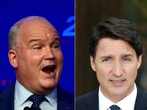 Conservative Leader Erin OToole (L) and Liberal Leader Justin Trudeau
