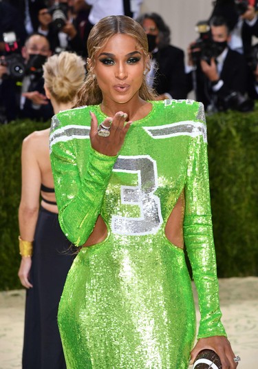 U.S. singer Ciara arrives for the 2021 Met Gala at the Metropolitan Museum of Art on September 13, 2021 in New York.   (Photo by ANGELA  WEISS/AFP via Getty Images)