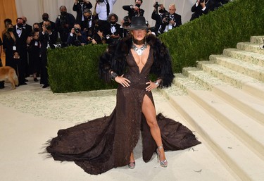Jennifer Lopez arrives for the 2021 Met Gala at the Metropolitan Museum of Art on September 13, 2021 in New York. - This year's Met Gala has a distinctively youthful imprint, hosted by singer Billie Eilish, actor Timothee Chalamet, poet Amanda Gorman and tennis star Naomi Osaka, none of them older than 25. The 2021 theme is "In America: A Lexicon of Fashion." (Photo by Angela WEISS / AFP) (Photo by ANGELA WEISS/AFP via Getty Images)
