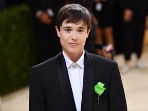 Canadian actor Elliot Page arrives for the 2021 Met Gala at the Metropolitan Museum of Art on September 13, 2021 in New York. (Photo by Angela WEISS / AFP) (Photo by ANGELA WEISS/AFP via Getty Images)