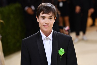 Canadian actor Elliot Page arrives for the 2021 Met Gala at the Metropolitan Museum of Art on September 13, 2021 in New York. (Photo by Angela WEISS / AFP) (Photo by ANGELA WEISS/AFP via Getty Images)