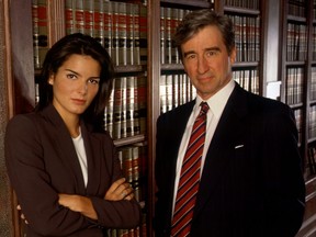 Former "Law & Order" cast members Angie Harmon and Sam Waterston are pictured in this file photo.