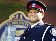 Toronto Police Const. Alexander Yuanidis, this year's winner of the 54th Annual Police Officer of the Year Award, on Wednesday, Sept. 29, 2021.
