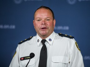 Toronto Police Insp. Chris Boddy addresses media following a Gun Buyback program news conference at police headquarters in Toronto on Thursday, June 20, 2019.