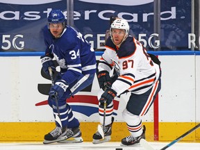 With the NHL headed back to normalcy this season, fans now have to settle for only two head-to-battles between Auston Matthews (left) and Connor McDavid.