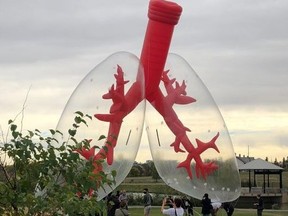 The art exhibit, Lungs in the Air, arrives in Toronto on Wednesday.