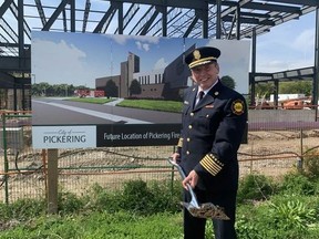 Pickering Fire Services Chief John Hagg is pictured at a groundbreaking ceremony for his department's new headquarters.