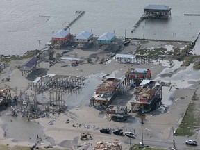 Destruction is left in the wake of Hurricane Ida on August 31, 2021 in Grand Isle, Louisiana.